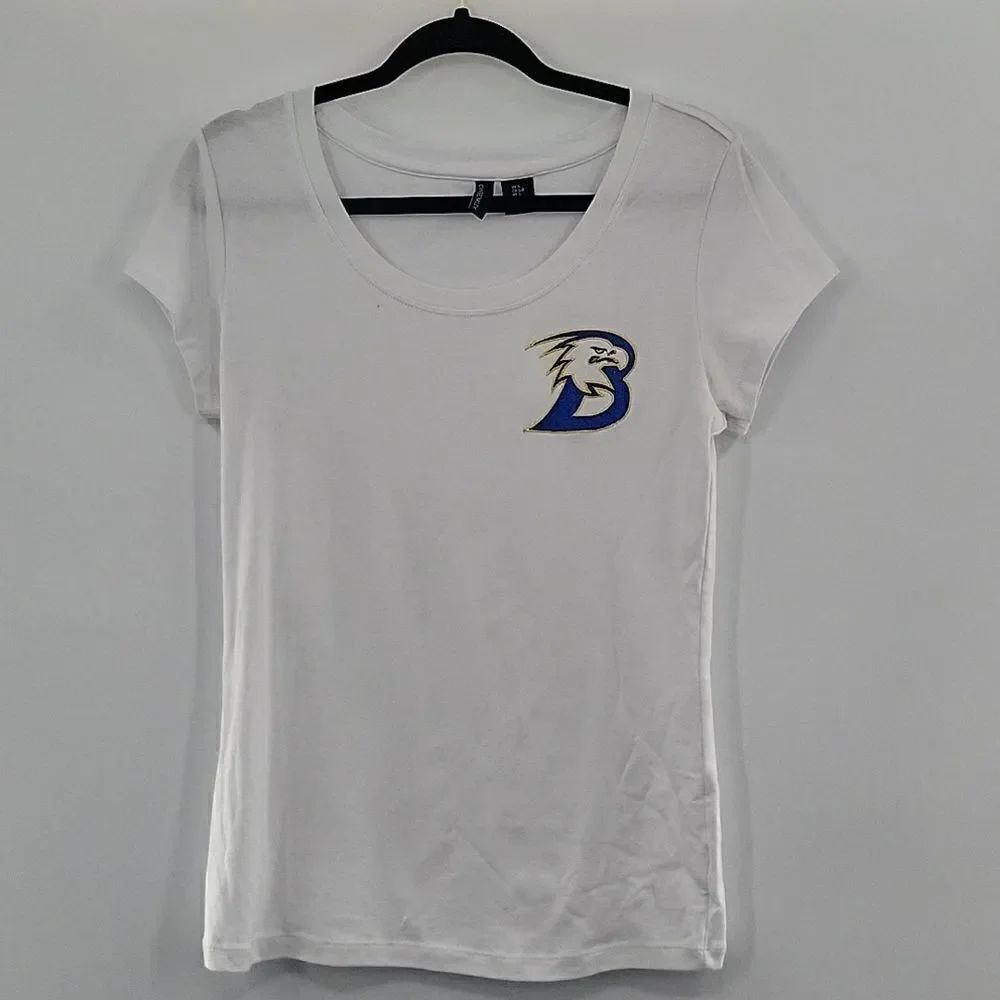 Cynthia Rowley White  Blue Gold Tee  size L